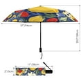 thumbnail image 3 of Compact Sun Umbrella Windproof Travel Umbrellas for Rain Strong Portable UV Protection Yellow Pepper Mushrooms Tomatoes, 3 of 8