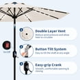 thumbnail image 3 of Solar LED 10FT Patio Umbrella – Waterproof UV Protection Outdoor Market Parasol with Tilt & Crank System, 8 Sturdy Ribs, for Garden, Deck, Pool, Backyard Table – Color: Beige, 3 of 7