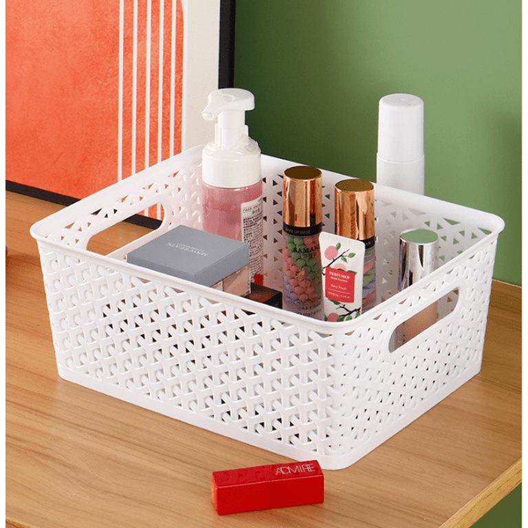 8 Pack ] Plastic Storage Baskets - Small Pantry Organization and