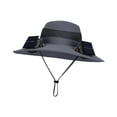 thumbnail image 2 of Sombrero de pescador con ventilador solar ajustable para verano, ideal para pesca, senderismo y playa. Gris oscuro, 2 of 8
