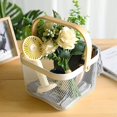 thumbnail image 2 of Trash Organizer Storage with Wooden Handle Stackable Vintage Metal Utility Basket （White）, 2 of 5