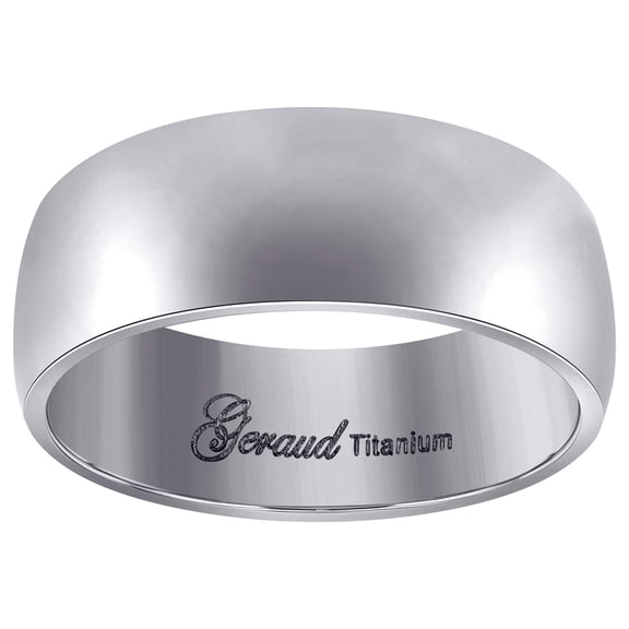 Titanium Mens Domed Comfort-Fit Wedding Band 8mm Size 10 Wedding Band for Men