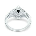 thumbnail image 3 of Art Deco Marquise Accent Engagement Ring Black CZ 925 Sterling Silver Size 9, 3 of 6