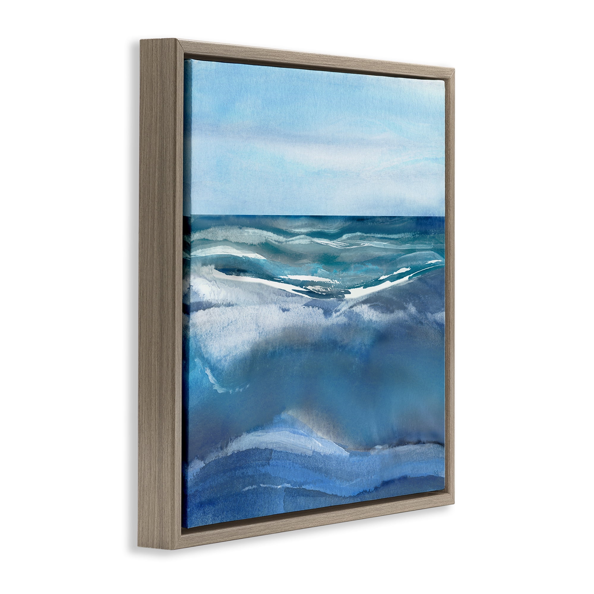 Stupell Industries Calm Seas under Soft Sky Brown Framed Floater Canvas Wall Art, design by Susan Jill