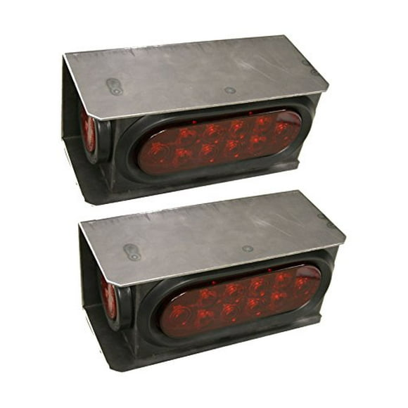 ToughGrade TG-33 2 New Trailer Truck Steel Housing Box with Oval Tail Light & Round Light LED