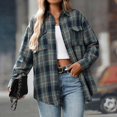 thumbnail image 6 of Women's Plaid Flannel Shacket Button Down Long Sleeve Casual Jacket Plus Size Baggy Fall Fashion Shirt 2025, 6 of 7