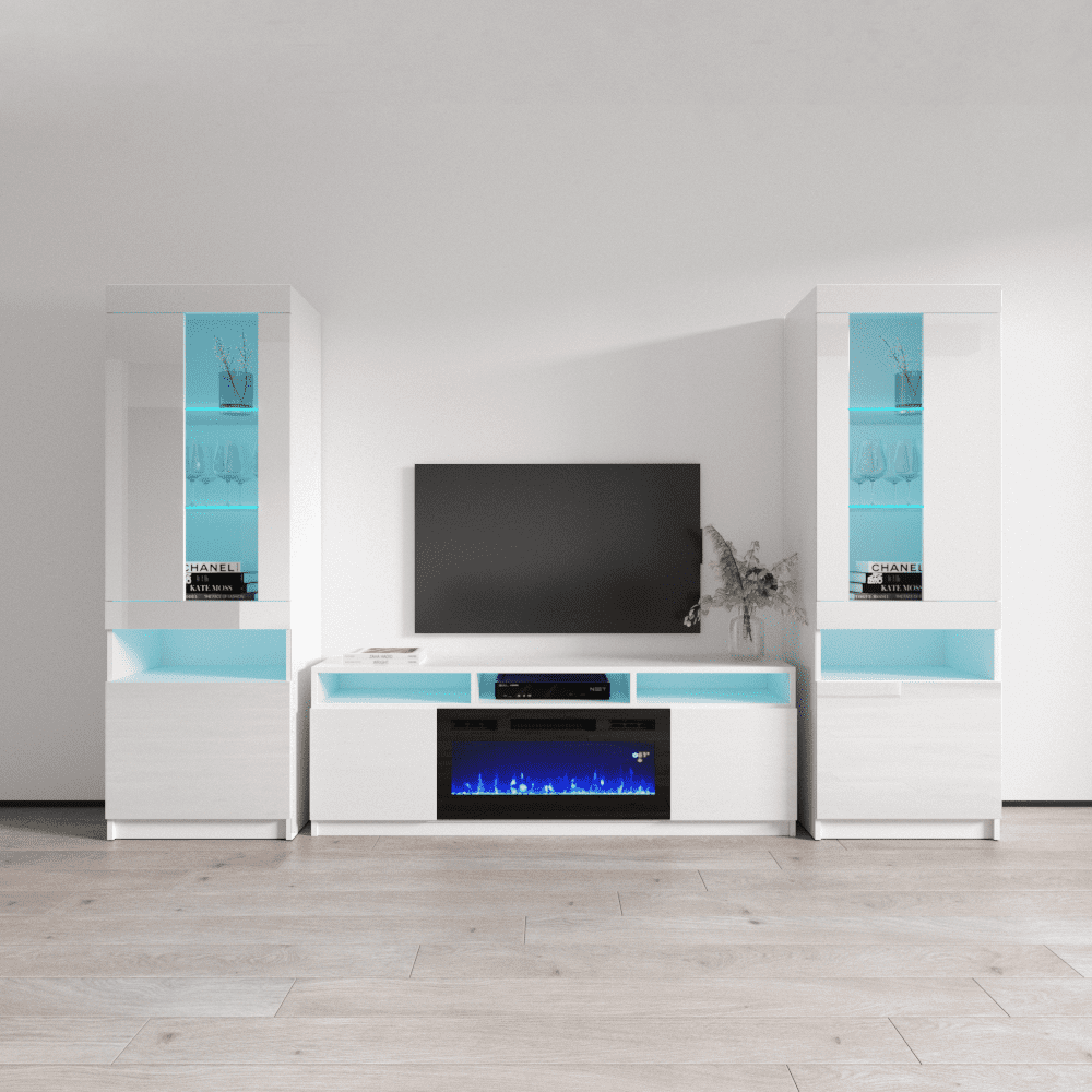 Reno 05 Electric Fireplace Modern Wall Unit Entertainment Center