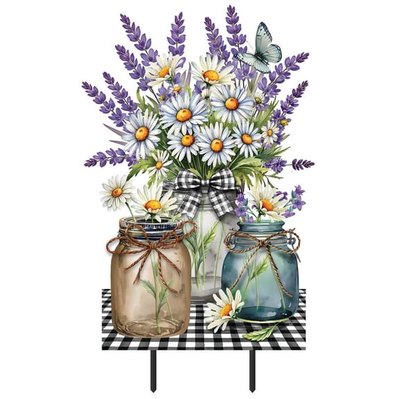 Briarwood Lane Spring Metal Art 28x15 Lavender and Daisies For Spring Metal Art