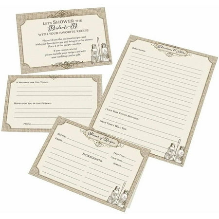 Lillian Rose Set of 24 Recipe Cards, Tan