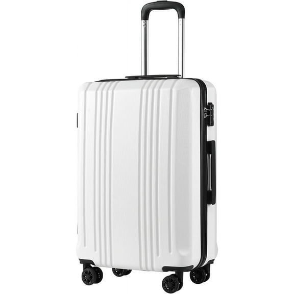 Luggage Suitcase PC ABS with TSA Lock Spinner Carry on Hardshell Lightweight 20in 24in 28in(white, S(20in_carry on))