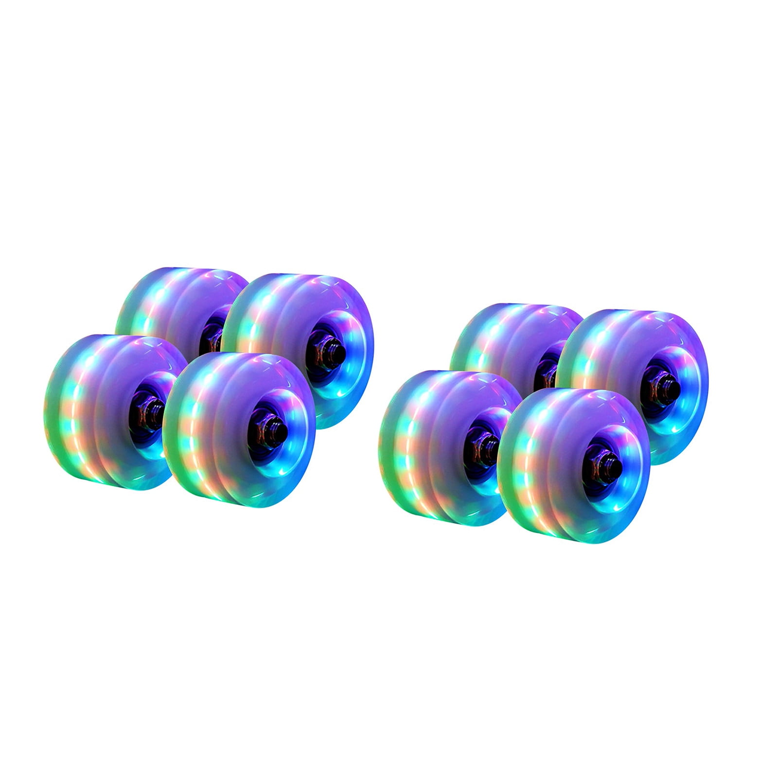 32 Pcs Light Up Quad Roller Skate Wheels with Bearings – 1.3 x 2.3in 82A Urethane Indoor Luminous Wheels for Speed and Grip(Red)