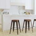 thumbnail image 6 of Merrick Lane 24 Inch Tall Stackable Green Metal Bar Counter Stool With Textured Elm Wood Seat In Set Of 4, 6 of 15