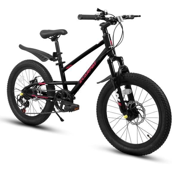 Ambifirner 20 inch Bike 7-Speed Twist Shift, Front Suspension Steel Frame Mini Road Bike, Black