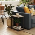 thumbnail image 3 of LEDREM Small End Table with 2-Tier Storage, Industrial Nightstand for Living Room, Bedroom, Office, 15.2 x 19.7 x 11.8 Inches, Greige and Black, 3 of 5