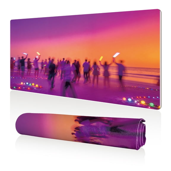 LIVEKEY XXL Mouse Pad Beach Party 80x40cm Non Slip Durable Easy Clean Stitched Edges Full Desk Coverage for Gaming Office Use