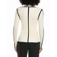 thumbnail image 2 of Elie Tahari womens  Mock Neck Novelty Contrast Sweater, l, White, 2 of 3