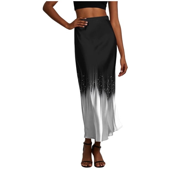 Turilly Summer Skirts for Women High Waist Satin Pencil Midi Skirt Slim Fit Office Business Casual Skirt