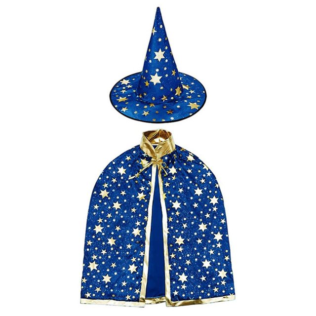 Capa de sombreros de fieltro de bruja para niños, disfraz de Cosplay de mascarada para fiesta de Halloween