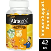 Airborne Honey Lemon Gummies, 42 count  200mg of Vitamin C (per serving), Naturally Flavored Immune Support Supplement With Vitamins A C D E, Zinc, Selenium, Echinacea, Ginger, Antioxidants