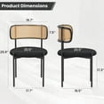 thumbnail image 4 of Farini Upholstered Dining Chair Set of 4, Rattan Backrest Kitchen Chair, Black, 4 of 8