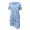 thumbnail image 4 of Casual Dresses for Women Off the Shoulder V Neck Short Sleeve Summer Dress 2025 Knot Twisted Trendy Short T Shirts Dress, 4 of 5