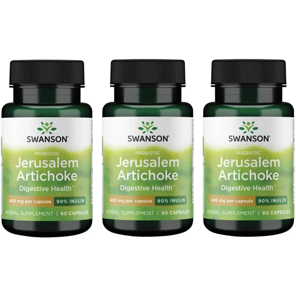 Swanson Prebiotic Jerusalem Artichoke - 90% Inulin 400 mg 60 Caps 3 Pack