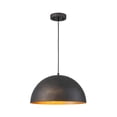 thumbnail image 5 of Industrial Oversized Metal Dome Pendant Light - Modern Farmhouse 15in - Black with Sprayed Gold, 5 of 5
