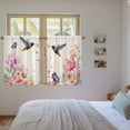 thumbnail image 3 of Pink Flower Tier Curtains 54 Inch Length, Spring Floral Butterflies Birds Elegant Farmhouse Cafe Short Curtains for Bathroom Sink, Small Kitchen Curtain Light Filtering Drapes 2 Panels 27.5"Wx54"L, 3 of 8