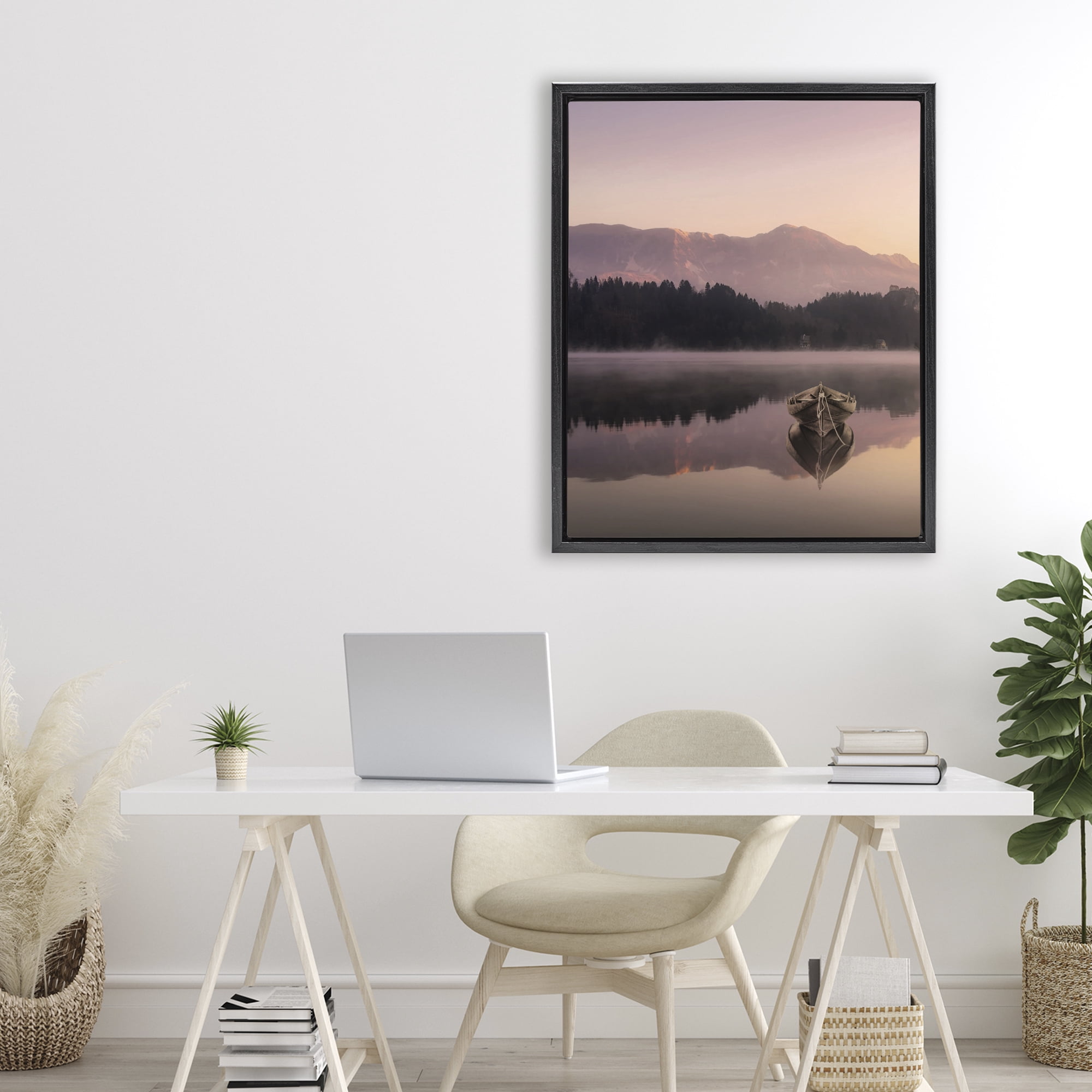 Stupell Industries Tranquil Lake Sunsets Black Framed Floater Canvas Wall Art, design by Marcus Prime