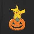 thumbnail image 2 of Girl's Pokemon Halloween Jack-o'-Lantern Pikachu Graphic Cropped T-Shirt Black Medium, 2 of 3