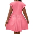 thumbnail image 4 of longantii Plus Size Dresses for Women Fashion Empire Waist A Line Sundress Loose Fit V Neck Summer Dress Smocked Eyelet Holiday Mini Dress Red XL, 4 of 4