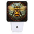 thumbnail image 2 of Square LED Night Lights Lamp with Dusk to Dawn Sensor, Stained Glass Style Bee Night Light Plug Into Wall for Kids Room, Bedroom, Bathroom, Kitchen, Hallway, 2 of 3