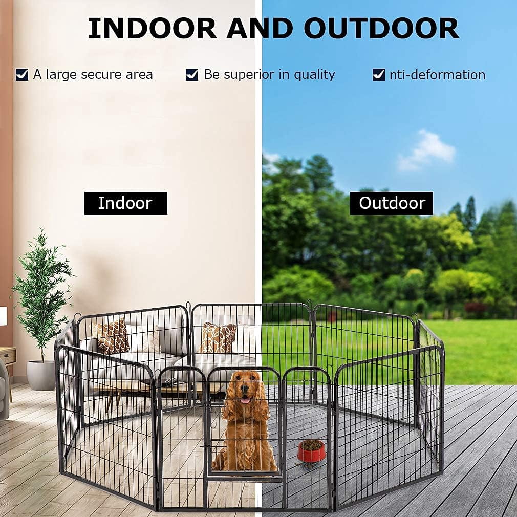 BestPet 32"H 8 Panel Folding Metal Dog Exercise Fence Heavy Duty Pet Playpen