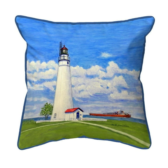 Betsy Drake Interiors Fort Gratiot Lighthouse, MI Large Indoor/Outdoor Pillow 18x18