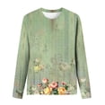 thumbnail image 5 of Pompotops Femmes Dames Col Rond Hauts Amples Décontractés T-Shirts Imprimés Blouse à Manches Longues en Solde, 5 of 5