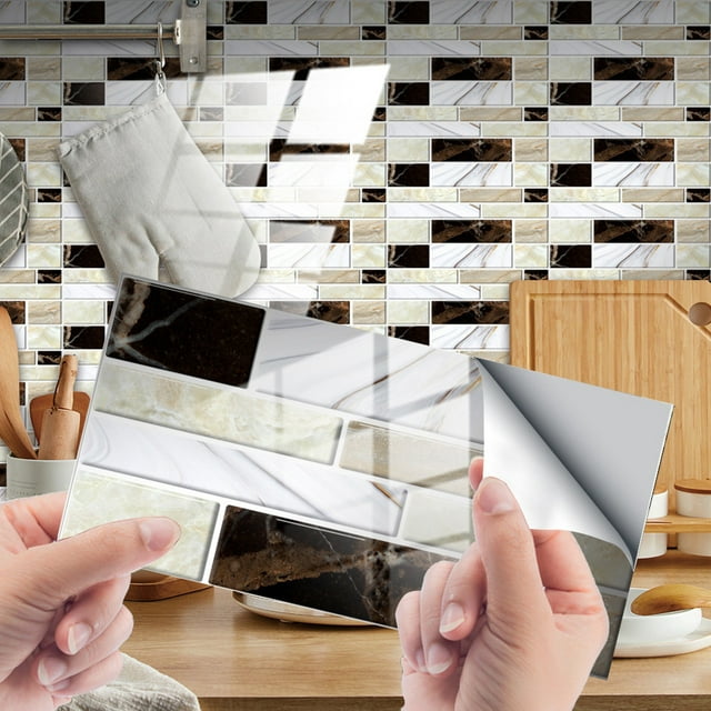 Wall Decor Self Adhesive Peel And Stick Wallpaper 3D Stone Design Brick Wall Tile For Home Bathroom Kitchen Backsplash 12 Packs