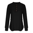 thumbnail image 2 of Camisas de Manga Larga Casual de las Mujeres con Cuello en V Color Sólido Blusa Suelta Top Estirable Suave, Camisas de Trabajo de Manga Larga, 2 of 6