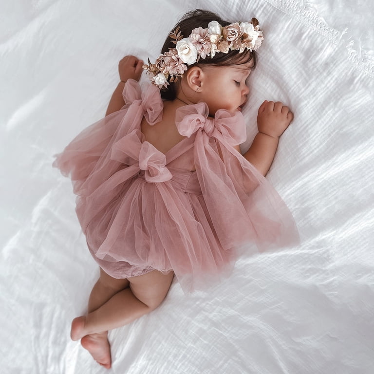 0 3 month fall dresses Rhuody Girls' Dresses Summer Sleeveless Romper Dress Mesh Tutu Outfit For  Newborn Photography And Wear Cute Basic Girl Clothes White 6-9 Months