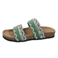 thumbnail image 6 of Modisza Summer Flat Sandals for Women Knitted Strap Comfortable Walking Slides Cork Footbed Beach Vacation Slippers Shoes Green size 7.5, 6 of 7