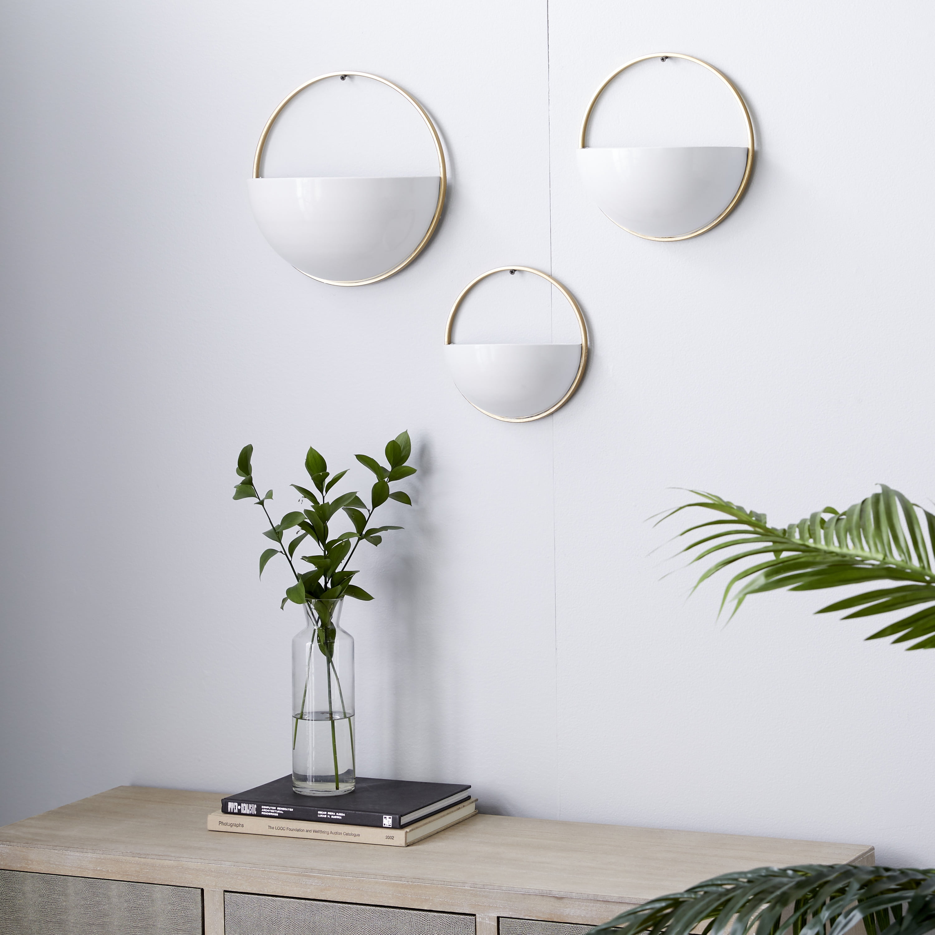 DecMode 8"W, 27"H Oval Wall Mirror, Gold, Set of 4