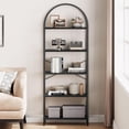 thumbnail image 3 of 5 - tier arched estante: de altura standing metal - frame abiertos almacenamiento rack para dormitorio, sala de estar, o oficina en casa, 3 of 8