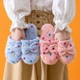 thumbnail image 4 of Pantuflas de algodón cálidas para el hogar con piso de madera y lazo para mujer Baotou de invierno para niña, 4 of 6
