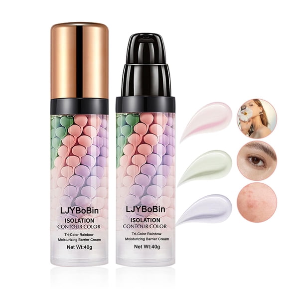 LJYBoBin 2PCS 3 en 1 Crema correctora de color Crema de aislamiento hidratante Control de aceite Corrector de color en un solo paso Corrector corrector de tono de piel y base de maquillaje facial de p