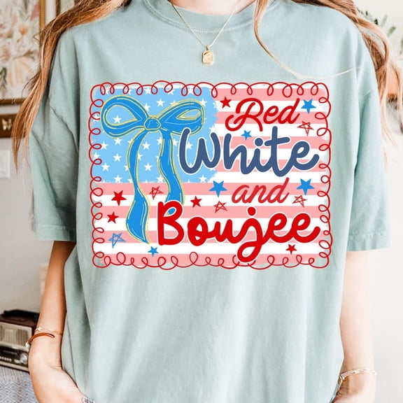 Red White and Boujee T-Shirt – Retro USA Flag with Preppy Coquette Style