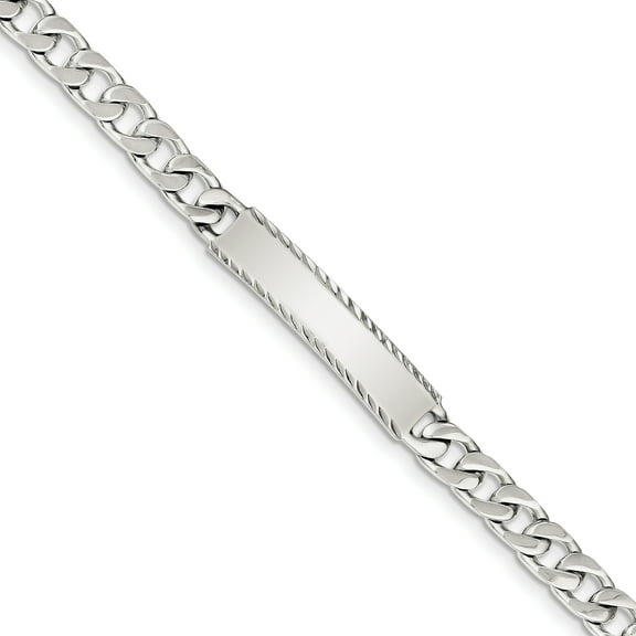 Sterling Silver 8in D/C Engravable Men's Curb Link IN Bracelet