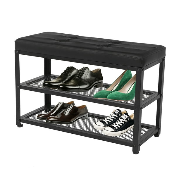 Veryke Entryway Shoe Rack With, Leather Entryway Bench With Shoe Rack