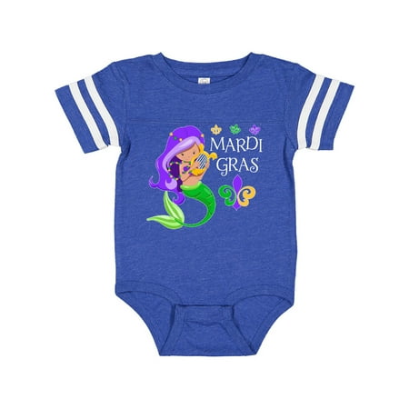 

Inktastic Mardi Gras mermaid with harp and beads Gift Baby Boy or Baby Girl Bodysuit