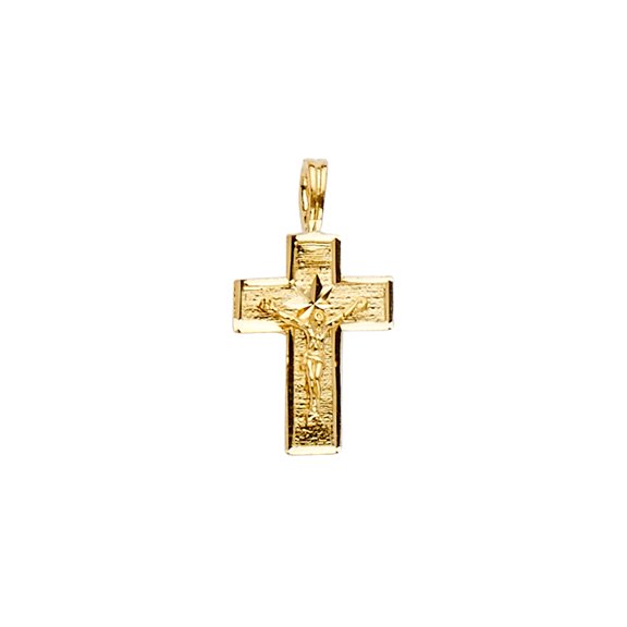 Wellingsale 14k Yellow Gold Crucifix Cross Religious Pendant (Size : 20 x 10 mm)