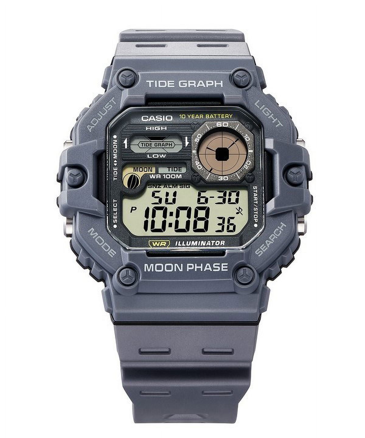 Casio Standard Digital Graph Moon Phase Resin Strap Quartz WS-1700H-8AV 100M Men's Watch