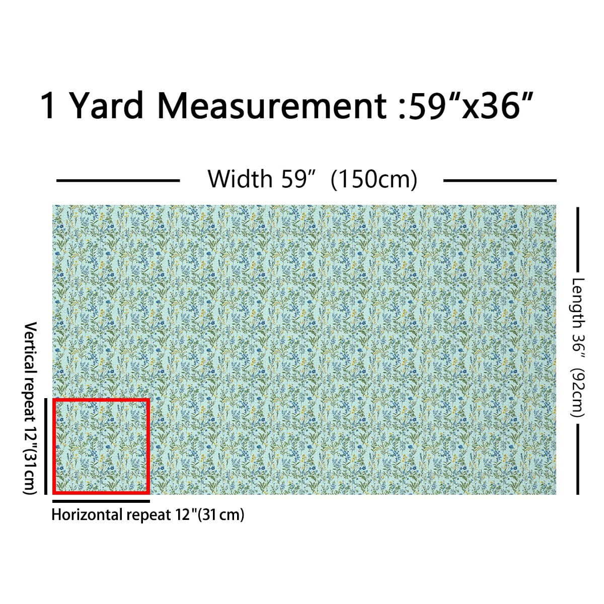 jejeloiu Blue Floral Fabric by the Yard 1 Yard, Spring Garden Flower Home Decor Fabric by the Yard, Botanical Blossoms Leaves Room Decor Fabric by the Yard, Green